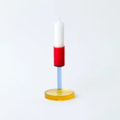 Block Design Glass Candlestick