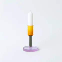 Block Design Glass Candlestick