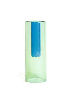 Block Design Large Reversible Glass Vase