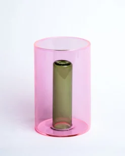 Block Design Small Reversible Glass Vase