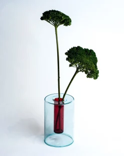 Block Design Small Reversible Glass Vase