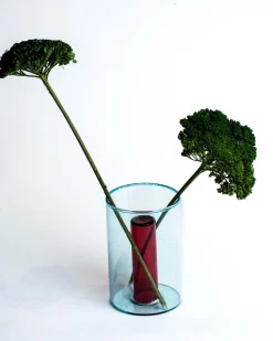 Block Design Small Reversible Glass Vase