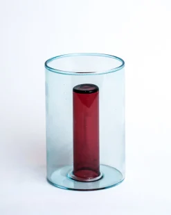 Block Design Small Reversible Glass Vase