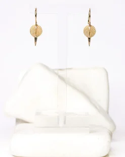 Dmd Metal Black Diamond Palum Drop Earrings