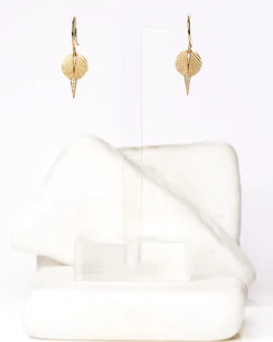 Dmd Metal White Diamond Palum Drop Earrings