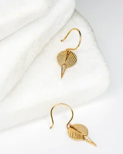 Dmd Metal White Diamond Palum Drop Earrings