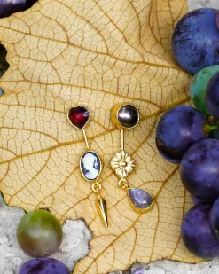 Grainne Morton Double Detachable Victorian Drop Earrings Garnet And Pearl