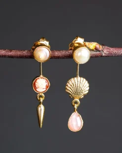 Grainne Morton Double Detachable Victorian Drop Earrings Moonstone And Cameo