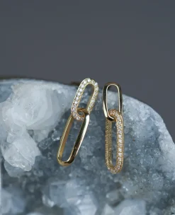 Lizzie Mandler Alternating Diamond Link Earrings