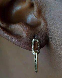Lizzie Mandler Alternating Diamond Link Earrings