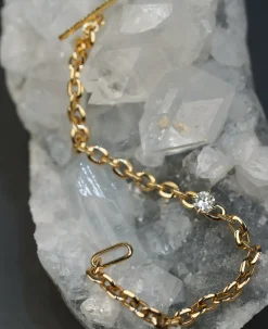 Lizzie Mandler Link Bracelet With Diamond Center
