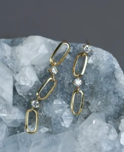 Lizzie Mandler Mismatched Double Diamond Link Earrings