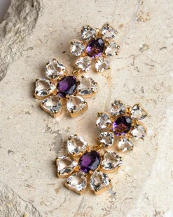 Pakera Pakera Las Flores Earrings Clear + Burgundy