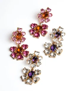 Pakera Pakera Las Flores Earrings Clear + Burgundy