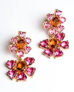 Pakera Pakera Las Flores Earrings Pink + Citrine