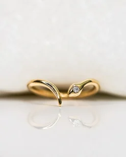 Rokosz Open Snake Ring With Diamond Head