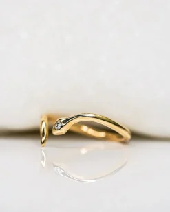 Rokosz Open Snake Ring With Diamond Head
