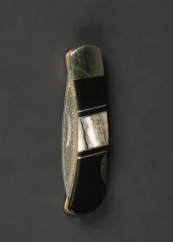 Santa Fe Stoneworks 3" Damascus Steel Knife - Jet & Mammoth Tusk