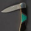 Santa Fe Stoneworks 3" Damascus Steel Knife - Malachite & Jet