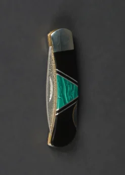 Santa Fe Stoneworks 3" Damascus Steel Knife - Malachite & Jet