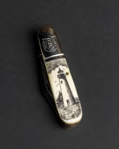 Scrimshaw Barlow Knife With Lighthouse