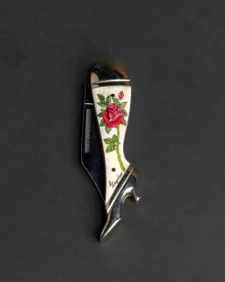 Scrimshaw Boot Knife With Rose
